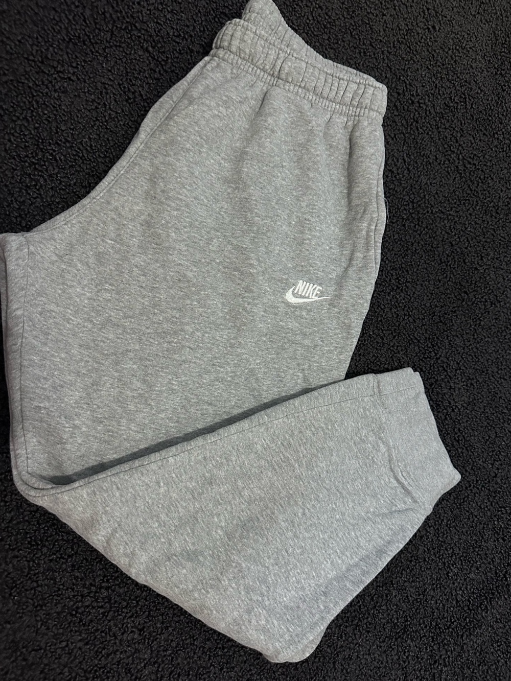 Women Heather Gray Fleece Joggers with White Swoosh